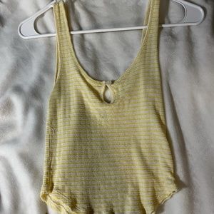 me to we yellow striped tank with front button